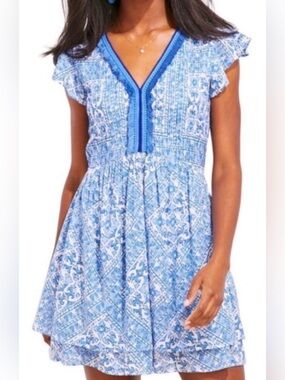 EUC Vineyard Vines  - Cay Scarf Print Pintuck Cotton Blend Minidress